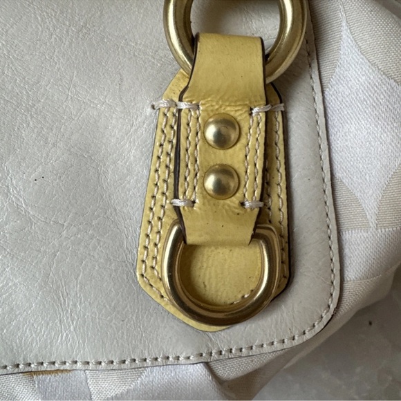 Coach leather canvas Sabrina # 12947 ivory White and Gold Women's Bag purse - Picture 9 of 12